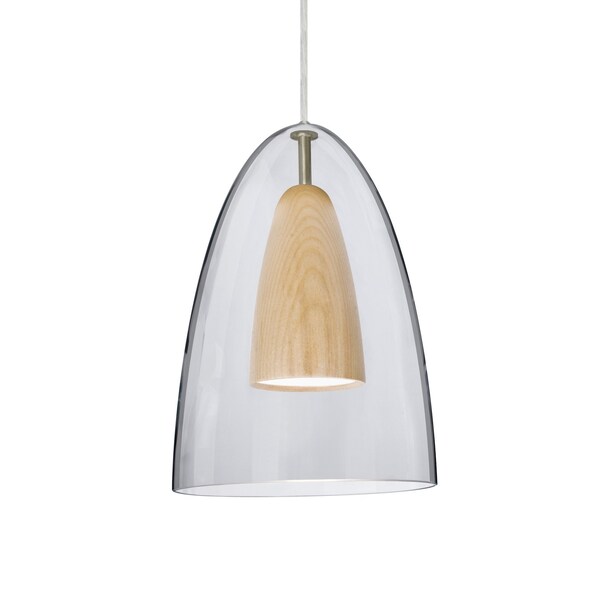 Besa Lighting Dano Cord Pendant, Clear/Natural, Satin Nickel Finish, 1x9W LED 1JT-DANOCLNA-LED-SN - main